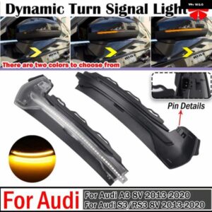 アウディ 2個 ダイナミックスクロール LED ウィンカーライトミラー インジケータウインカー A3 8V S3 RS3 8V 2013-17 2019 2020