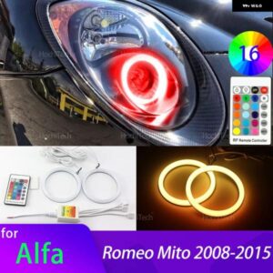 アルファロメオ 16色 RGB コットン LED エンジェルアイリング デイタイム ライト 水戸 2008 2009 2010 2012-15