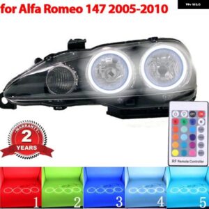 アルファロメオ マルチカラー RGB リモート コントロール リングライト LED エンジェルアイズ キット 147 2005-2010 スタイリング ヘッドライト
