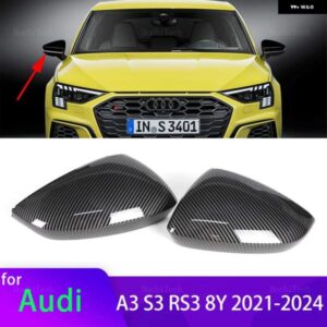 アウディ カーボン リアビュードア ウイング サイドミラー カバー キャップシェルケース A3 S3 RS3 8Y RS 3 2021-2024 交換