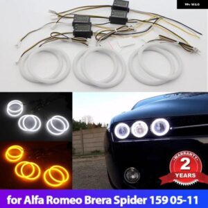 アルファロメオ 超高輝度デュアルカラー DRL 6個 スイッチ バックコットン LED エンジェルアイリングキット ブレラ スパイダー 159 2005-2011