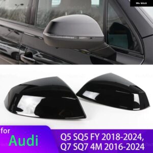アウディ 交換用サイドミラー カバー キャップ Q5 SQ5 2018-2024 年度 Q7 SQ7 4M 2016-2024 カーボン 明ブラック
