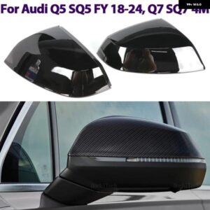 アウディ カーボンブラック交換用バックミラー サイドミラー カバー キャップ Q5 SQ5 2018-2024 年度 Q7 SQ7 4M 2016-2024
