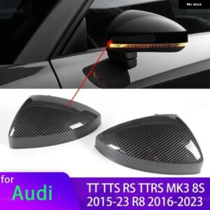 アウディ TT TTS RS TTRS MK3 8S 2015-2023 R8 2016-2023 カーボンルック ミラー カバー 交換 スタイル サイド ウイング ミラー キャップ