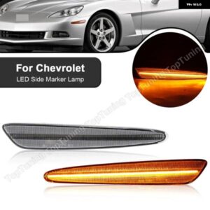 シボレー 1ペア コルベット C6 2005-2013 フロント アンバー スモーク/クリアレンズ LED サイド マーカーライト ランプ OEM
