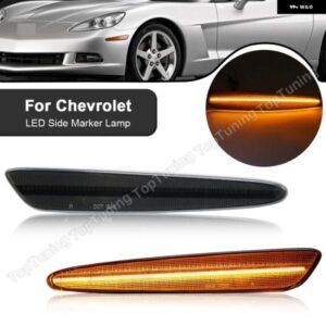 シボレー 2個 フロント アンバー LED サイド マーカーライト ランプ コルベット C6 2005-13