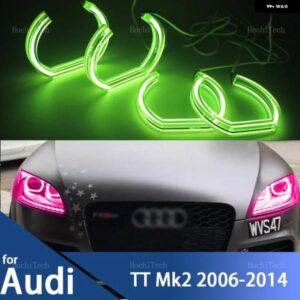 アウディ RGB カラフルな エンジェルアイズ リング LED APP 制御 ヘッドライト DTM DRL 日中ランニングレトロ TT MK2 2006-2014