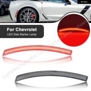 シボレー 2X スモーク/クリアレンズ レッド LED サイド マーカーライト リアフェンダーランプ コルベット C7 2014-19