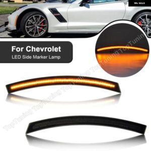 シボレー 4個 LED フロント アンバー リアレッドサイド マーカーライト フェンダーランプ コルベット C7 2014-19