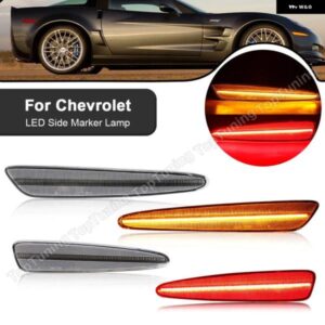 シボレー コルベット C6 2005-2013 フロント アンバー リア レッド フル LED サイド マーカー ライト スモーク/クリアレンズ