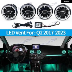アウディ 256色 LED ベント Q2 2017-2023 アプリ 制御 カー エアコン タービン アウトレット ノズル周囲光 装飾 ランプ