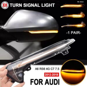 アウディ 2個 A6 C7 C7.5 RS6 S6 4G 2012-2018 LED ダイナミックサイドバックミラー シーケンシャル ウィンカーライト