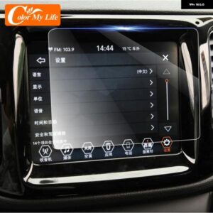 ジープ 強化ガラス GPS ナビゲーション画面フィルム液晶画面 フィルム トリム コンパス 2017-2019 ラングラー アクセサリー