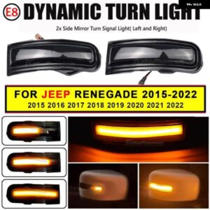 ジープ 2個 レネゲード 2015-22 ダイナミック LED ウィンカーウインカーミラー フラッシャーライト