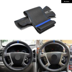 シボレー 車ハンドステッチブルーラインストリップ ステアリングホイール カバー キャプティバ 2007 2008 2009-2014 シルバラード