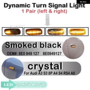 アウディ サイド マーカーライト ダイナミック LED ウィンカー点滅 インジケーター A3 S3 8P A4 B6 B8 B7 S4 RS4 A6 S6 C5 8E0949127