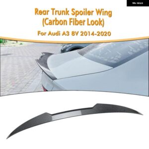 アウディ A3 S3 8V 2014-2020 セダン 4ドア M4 スタイル リア トランク リッド スポイラー ウィング カーボン ルック/グロスブラック テール スプリッター
