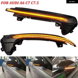 アウディ 2個 ダイナミック LED ウィンカーライト バックミラー インジケーター ウインカーリピーター A6 RS6 4G C7 7.5 2012-2018
