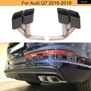 アウディ Q7 2016-2019 ステンレス 製マフラーチップ 4スクエアチップ ブラック/シルバーマフラーテール SQ7ではありません
