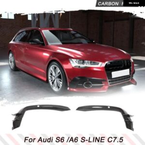 CABON カー カナード アウディ A6 C7.5 SLINE S6 2015 - 2018 車用 フロント バンパー エアベント フェンダー トリム スプリッター FRP ブラックフィン
