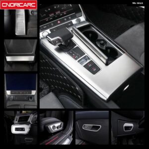 ステンレス 製センター ギア シフト パネル カバー トリム アウディ A6 C8 2019 シルバー カーセンター コンソール ボタン フレーム 装飾