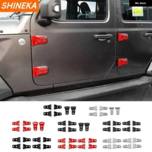 車 外装 ドアヒンジカバー エンジン フードヒンジ プロテクター トリム カバー ステッカー キット アクセサリー ジープ ラングラー JL 2018+