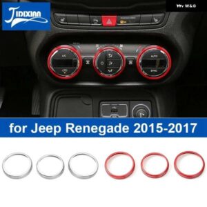 ジープ 車内空調スイッチ調整ノブ装飾カバー リング レネゲード 2015 2016 2017