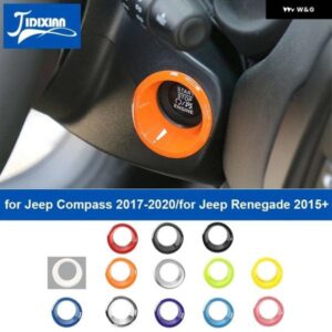 ジープ 車内ワンボタン スタートスイッチ装飾リング カバー コンパス 2017-2020 レネゲード 2015 2016 アップ