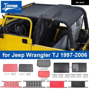 ジープ 車トップサンシェードカバー ラングラー TJ 1997-2006 トランクルーフ抗 UV 太陽断熱ベッドレスト ネット