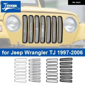 ジープ 車グリル メッシュフロント挿入グリル 装飾カバー トリムラングラー TJ 1997-2006 車 外装