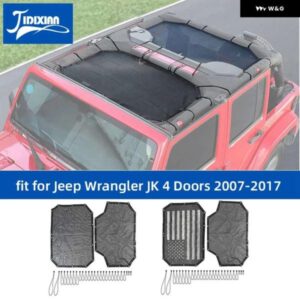 ジープ 車トップサンシェードカバー ルーフ UV 防止断熱ネットラングラー JK 4 ドア 2007 2008 2009 2010-2017