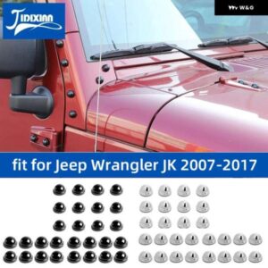 ジープ 車 外装 ドアヒンジネジ A ピラー フードエンジン エアインレットネジ装飾カバー ラングラー JK 2007-2017