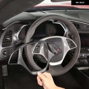 シボレー コルベット C7 2014-2019 カースタイリング ABS マットブラックステアリング ホイール 装飾カバー トリム ステッカー カ