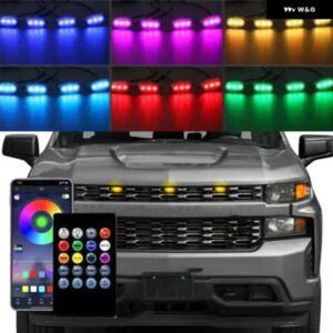 シボレー 3個 フロント車グリル LED ライトグリルトリム スモークレンズ シルバラード 1500 2016-21