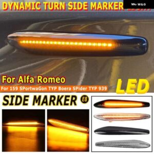 アルファロメオ 2個 ダイナミック LED サイド マーカー ライトウィンカーウインカー インジケータ ランプ 159 スポーツワゴン TYP ボエラスパイダー TYP 939