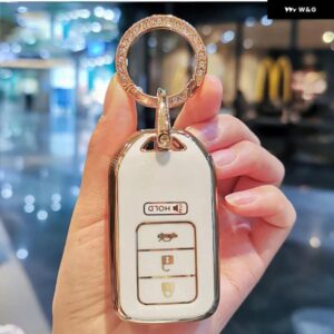 4ボタン メッキ TPU 車リモートキー FOB カバー ケース ホンダ アコード EX EXL シビック CRV HRV パイロットリッジライン 2016 -2018 POCKETOR