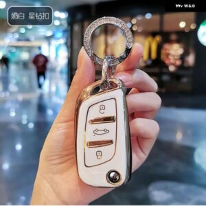 ソフト TPU 車折りたたみキーカバー ケースシェルキーホルダー プジョー シトロエン C1 C2 C3 C4 C5 DS3 DS4 DS5 DS6 プロテクターバッグ アクセサリー