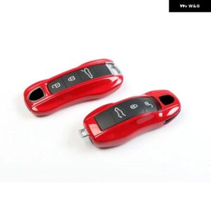 キーケース カーマインカラー ポルシェ 718 911 パナメーラ カイエン マカン ボクスター ケイマン キーシェルカバー リモコン FOB 交換