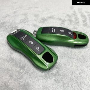キーケースシェルマンバグリーン ポルシェ マカン カイエン パナメーラタイカンケイマンボクスター 718/911 FOB リモートカバー ABS キーアクセサリー