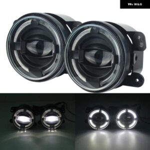 ジープ 4インチ LED フォグランプ ラングラー JK アンリミテッド JK 07-18 フロントバンパー 交換用 ホワイト LED チップ ドライビングオフロード