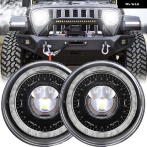 ジープ 7インチ LED ヘッドライト LADA NIVA 4X4 7インチ H4 LED ヘッドライト エンジェルアイズ ラングラーオフロード 4X4 スズキ サムライ トヨタ