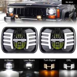 ジープ 2個 5X7 スクエア LED 車 ヘッドライト 7X6 ヘッドランプ DRL ウィンカー ラングラー YJ チェロキー XJ H6014 / H6052 / H6054 / 6054