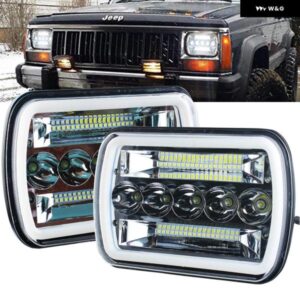 ジープ 7 6 LED ヘッドライト 5 7 LED ヘッドライト ウィンカー DRL ホワイトハローシールドビーム ヘッドランプ ラングラー YJ チェロキー XJ H6054
