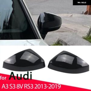 アウディ カーボンルック黒交換バック ミラー サイド ミラー カバー キャップ A3 S3 8V RS3 2013-2019 サイドアシストキャップ
