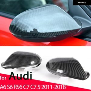 アウディ カーボンパターン /ブラック ミラー カバー バック ミラー サイド ミラー キャップ ハウジング A6 S6 RS6 C7 C7.5 2011-2018