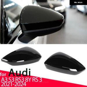アウディ 1ペア リアビューサイドケース トリム ABS カーボンスタイル バック ミラー カバー A3 S3 RS3 8Y RS 3 2021-2024