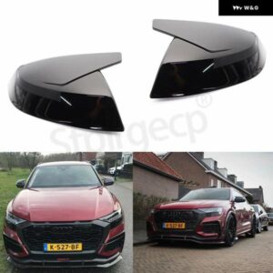 アウディ ABT スタイル 黒サイド ミラー カバー 交換 Q5 Q5L SQ5 Q7 SQ7 FY 4M 45 50 55 60 TDI TFSI S ライン SLINE 2016-2020