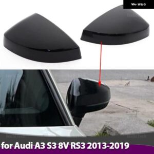 アウディ 1ペア カーボンパターン ミラー カバー ブラック ミラー カバー オーバーレイ A3 S3 8V RS3 2013-2019 サイドアシストキャップ