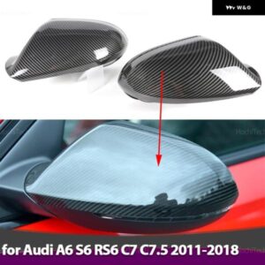 アウディ カーボンスタイル ブラックバック ミラー サイド ミラー カバー キャップ A6 S6 RS6 C7 C7.5 2011-18