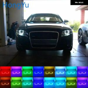 アウディ A4 S4 RS4 2005 - 2009 アクセサリー ヘッドライト マルチカラー RGB LED エンジェルアイズ ハローリングアイ DRL RF リモコン